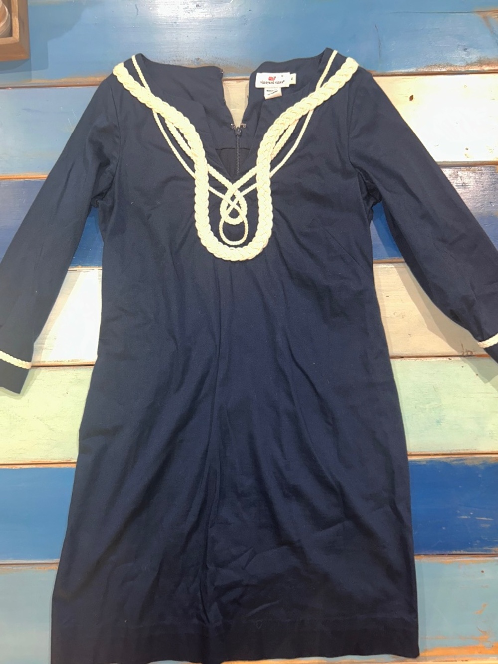 Vineyard Vines Size 4 Navy Nautical Rope Applique Tunic Shift Dress